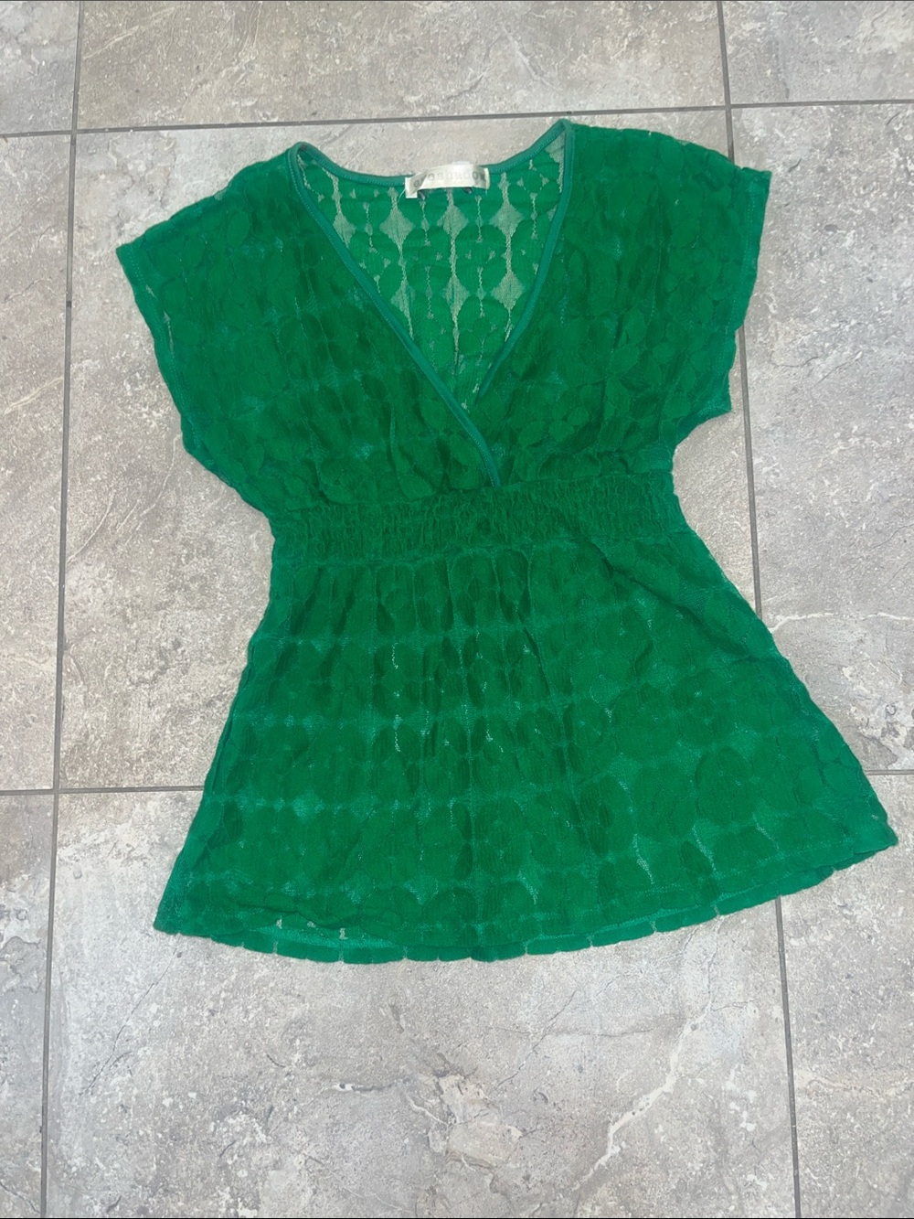 Eyeshadow Emerald Green Lace V-Neck Blouse